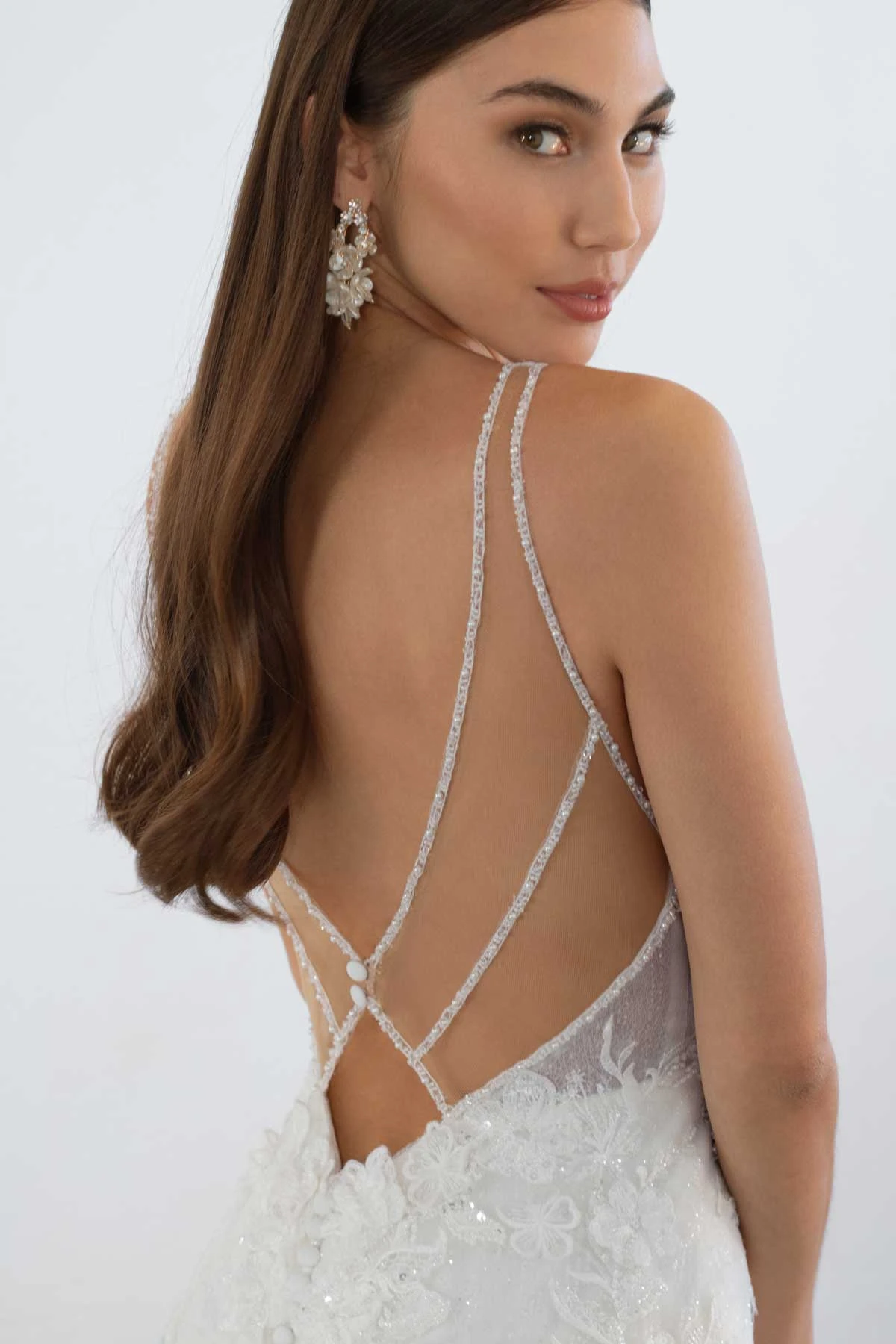 1547 Sexy Lace Fit-and-Flare Wedding Dress with Super Low Back Detail  by Martina Liana