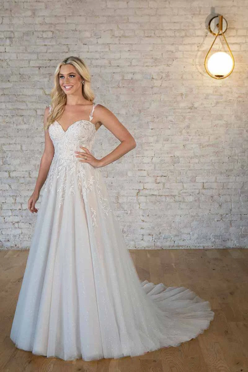 7633 Sparkling Lace A-Line Wedding Dress with  Organic Lace Straps  by Stella York