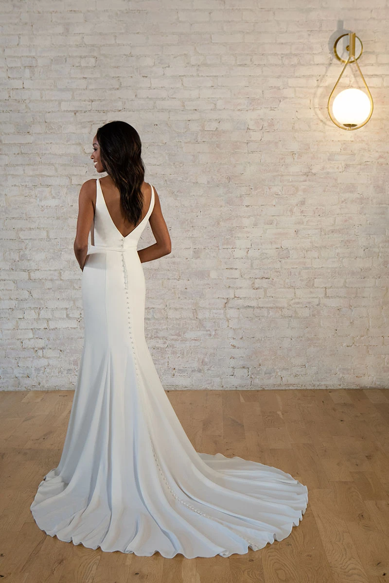 7669 Modern Column Wedding Dress with Side Cutouts  by Stella York