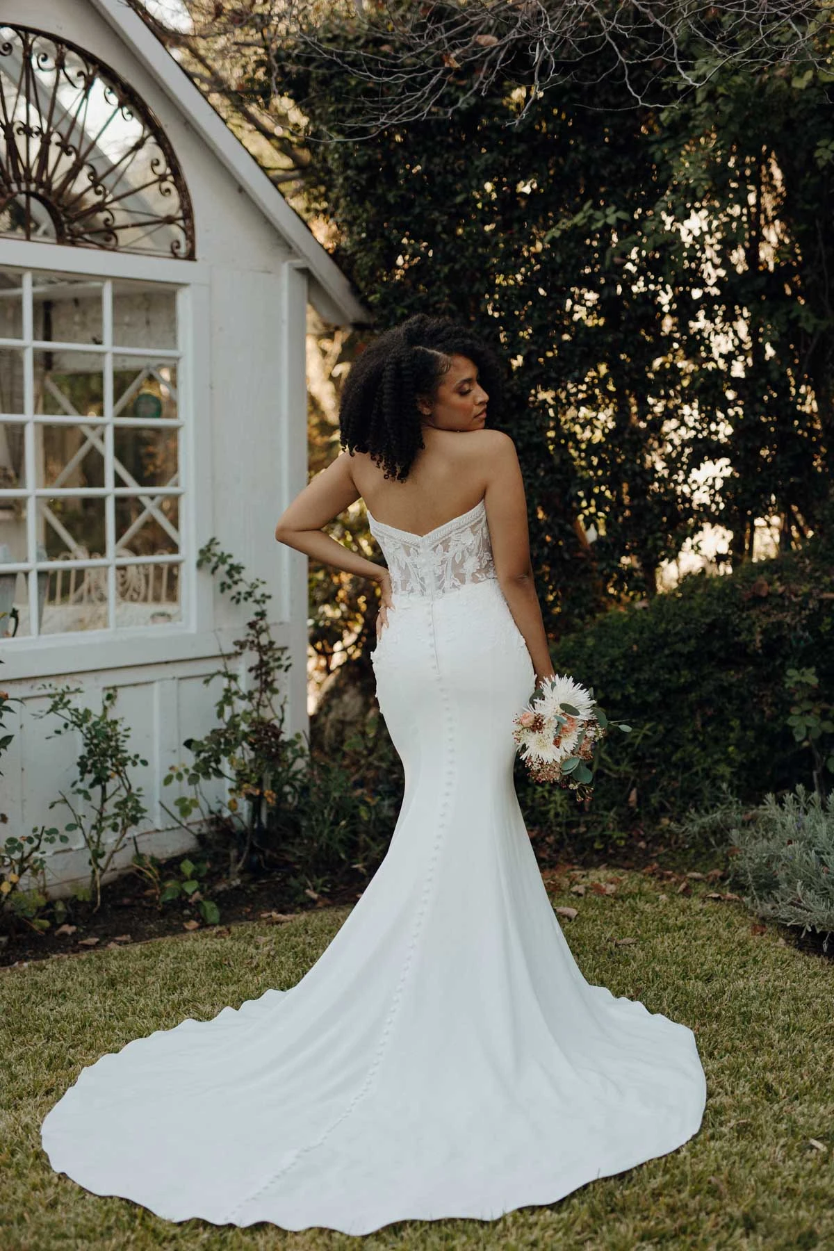 7675 Modern Boho Long Sleeve Wedding Dress with Plunging Neckline  by Stella York