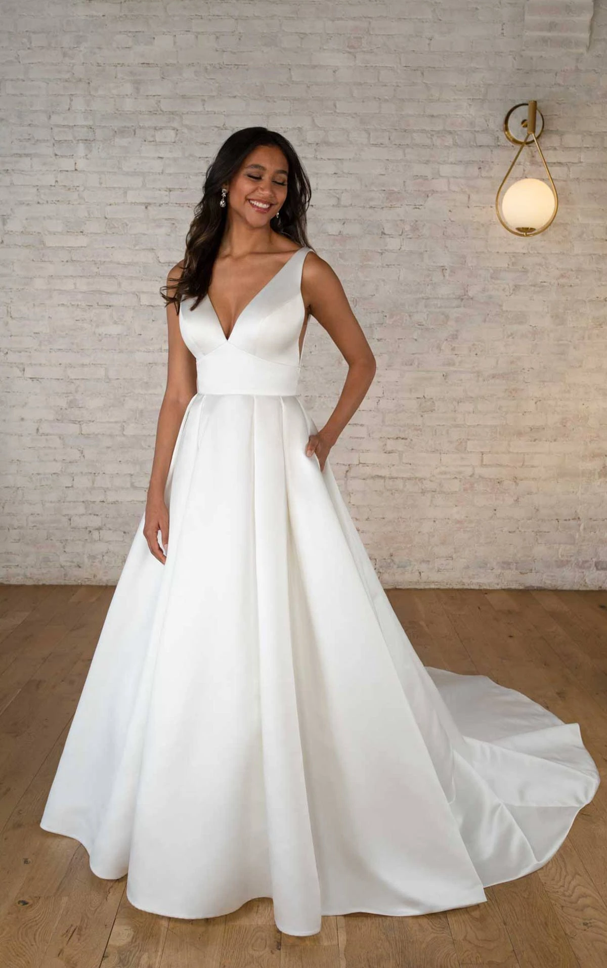7755 Modern Luxe Ballgown Wedding Dress with Deep V-Neckline  by Stella York
