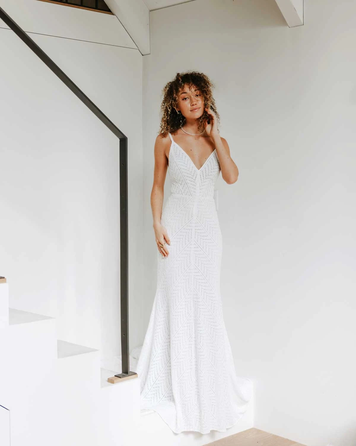 archer Casual Summer Boho Lace Column Wedding Dress with Spaghetti Straps  by All Who Wander