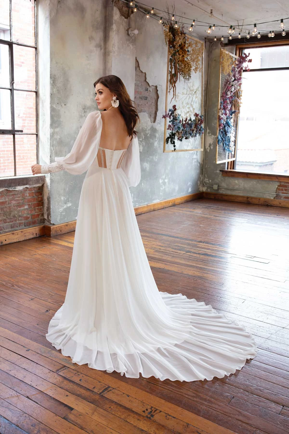 dallas Sexy Strapless Chiffon A-Line Wedding Dress with Detachable Long Sleeves  by All Who Wander