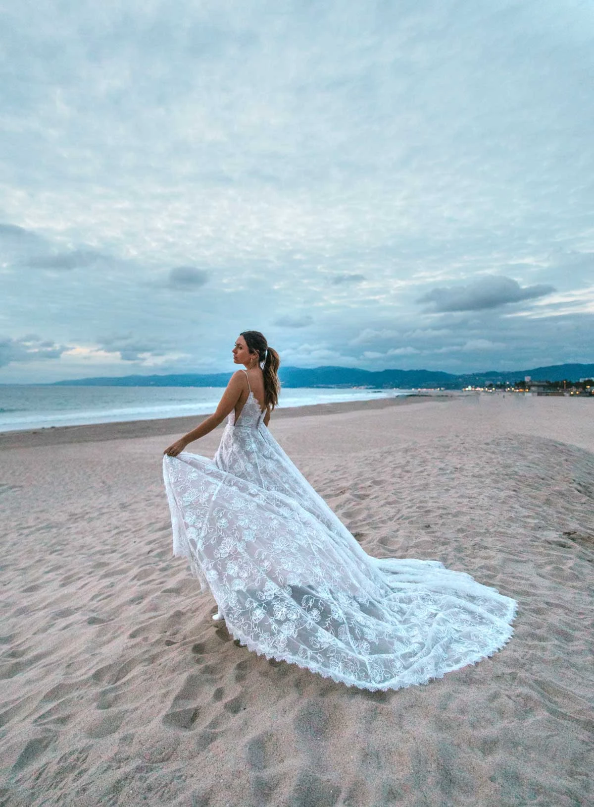 luna Romantic Boho Lace A-Line Slip Wedding Dress with Spaghetti Straps  by All Who Wander