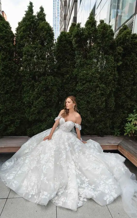 High-Volume Lace Ballgown with Tulle Streamers, LE1117, by Martina Liana Luxe