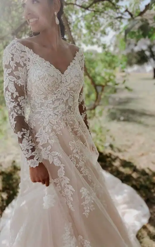 Romantic Lace Wedding Dress with Long Sleeves, 7169, by Stella York