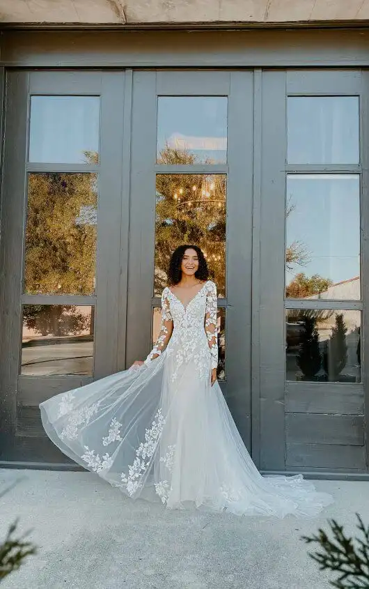 Lace Long Sleeve Wedding Dress with Statement Back, 7289, by Stella York
