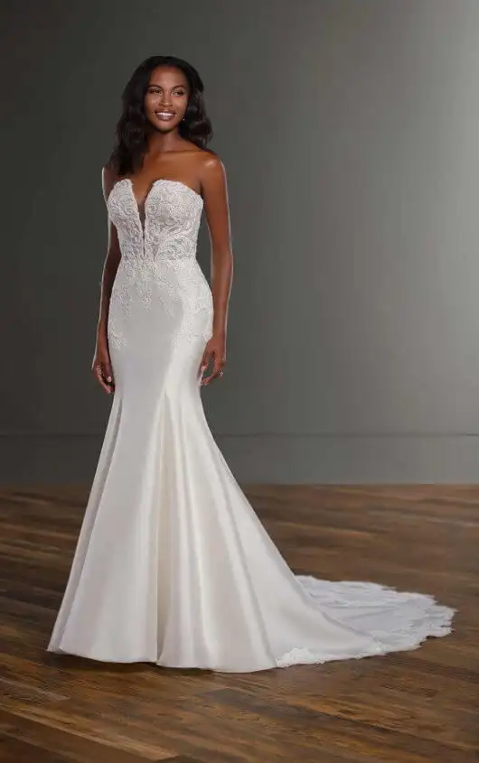 Fit-and-Flare Wedding Dress with Double Scallop Train, 1191, by Martina Liana