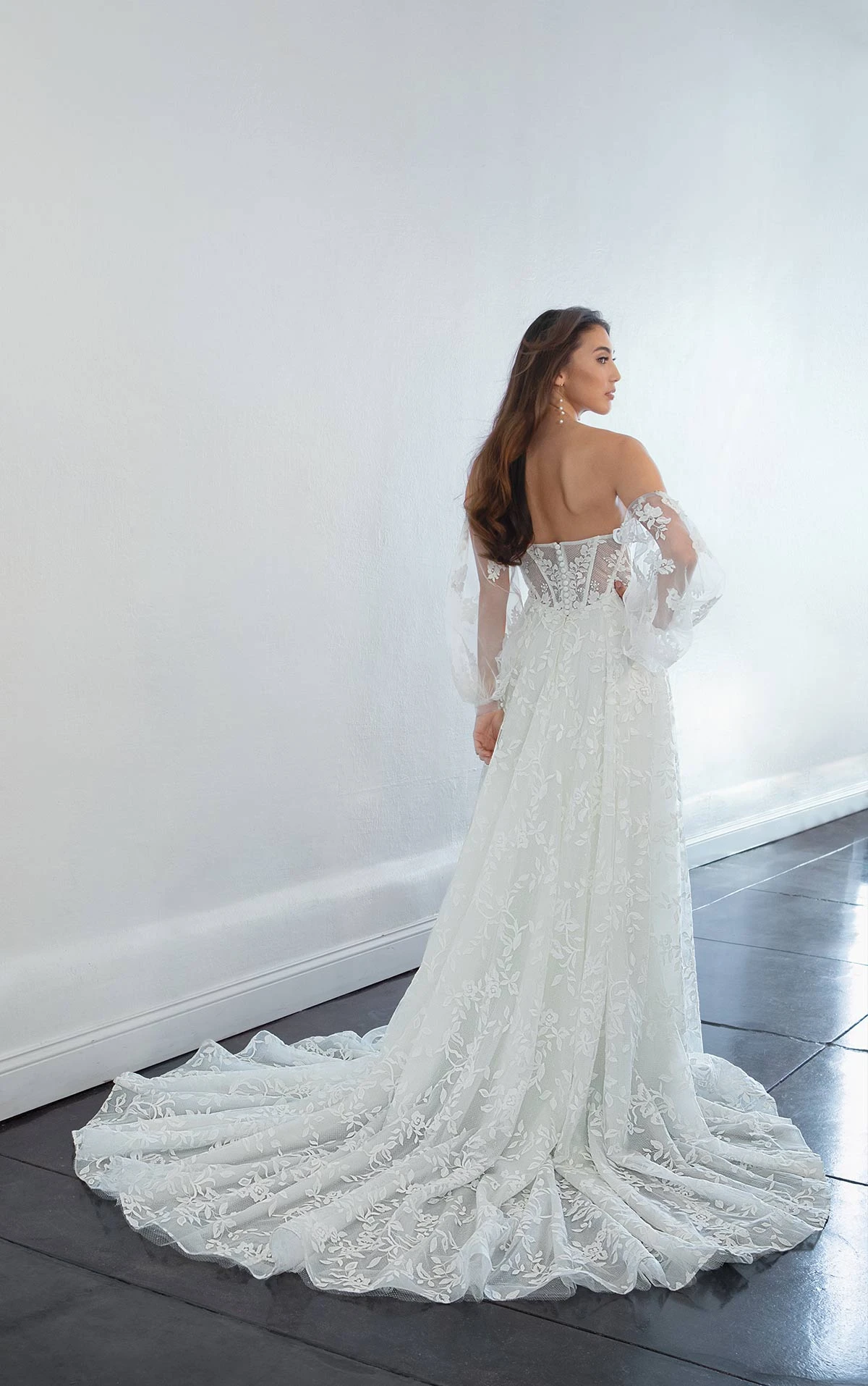 1443 Vintage A-Line Wedding Dress with Off-the-Shoulder Sleeves  by Martina Liana