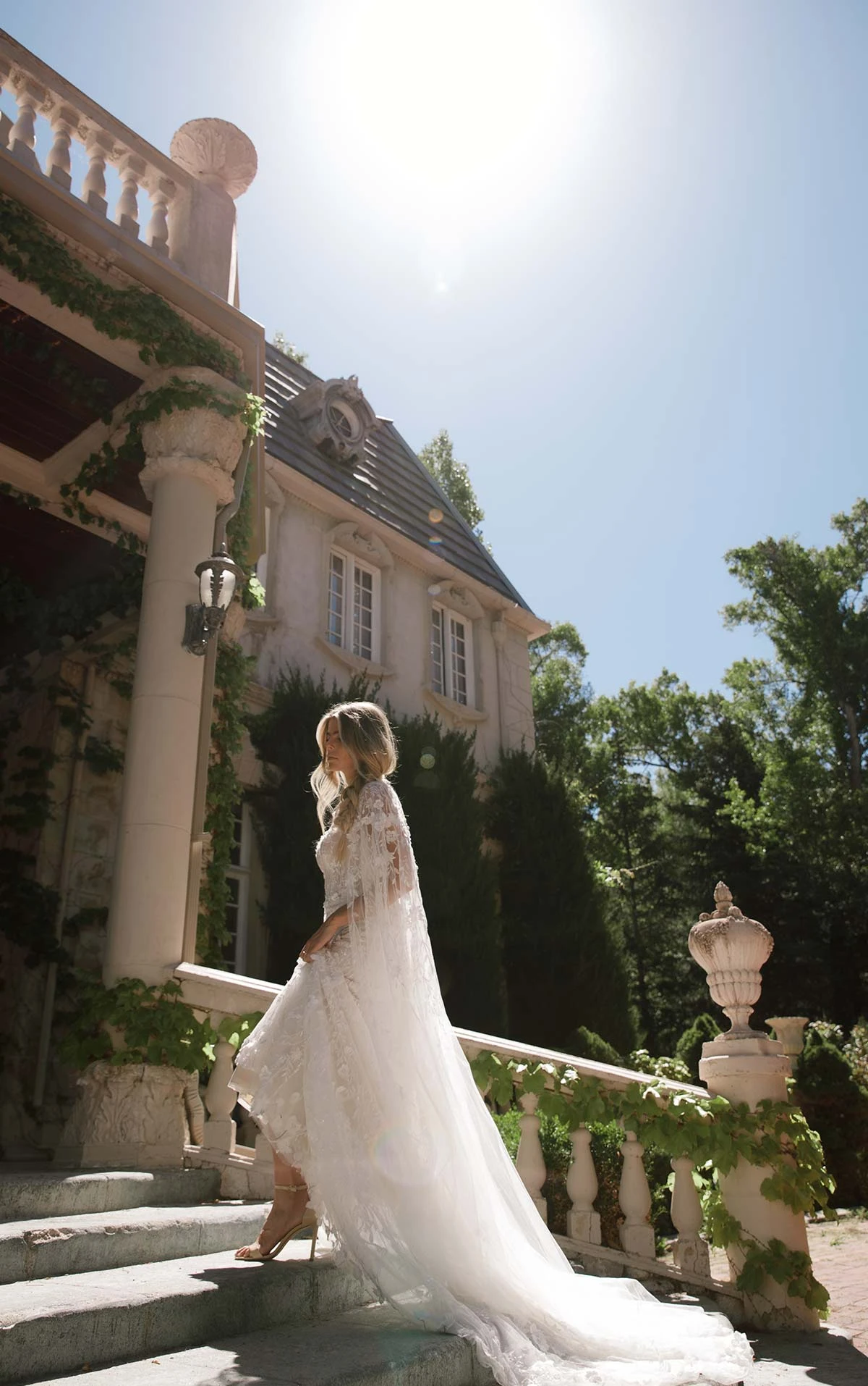 1458 Timeless Strapless Lace Column Wedding Dress with Detachable Bridal Jacket  by Martina Liana