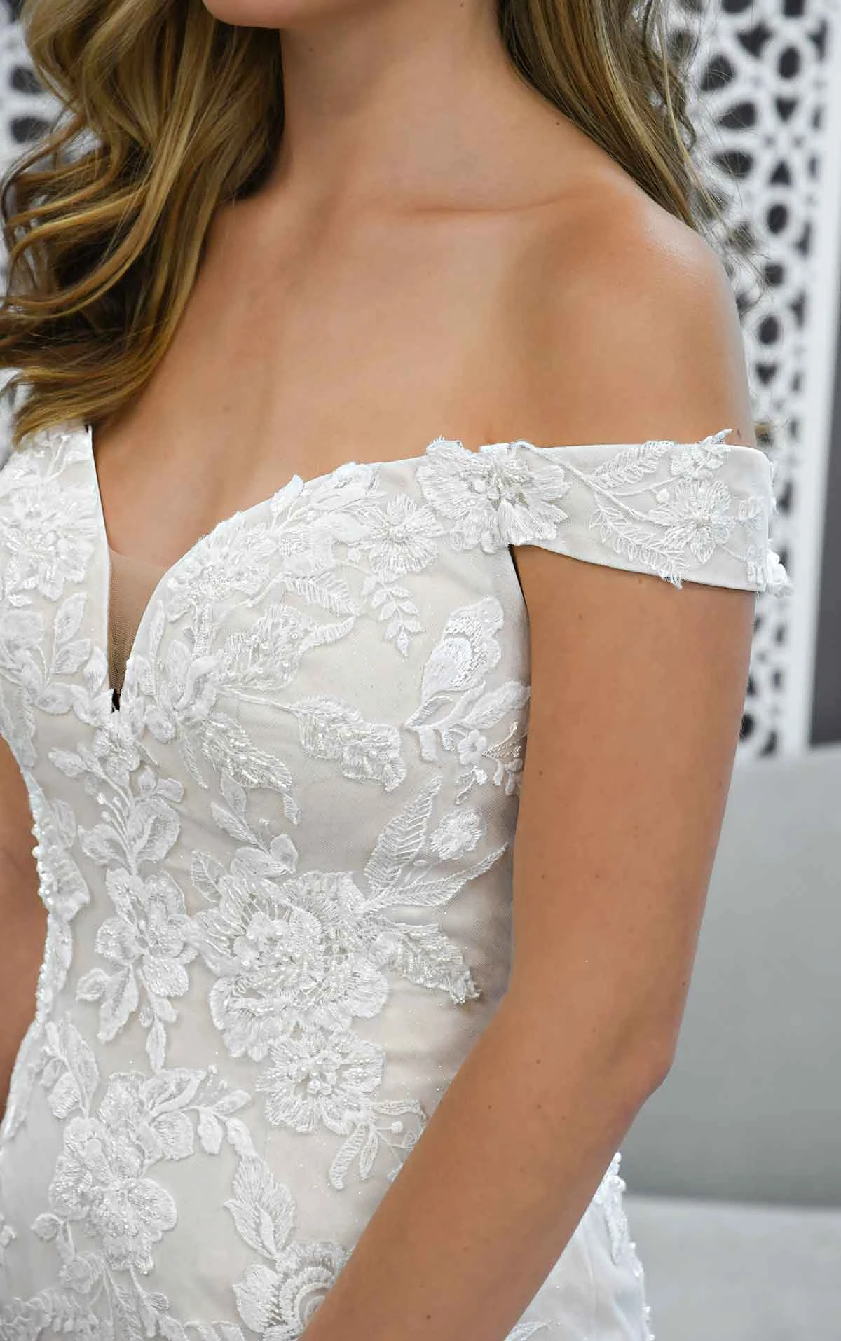 7272 Off-Shoulder Wedding Dress with Shimmer  by Stella York