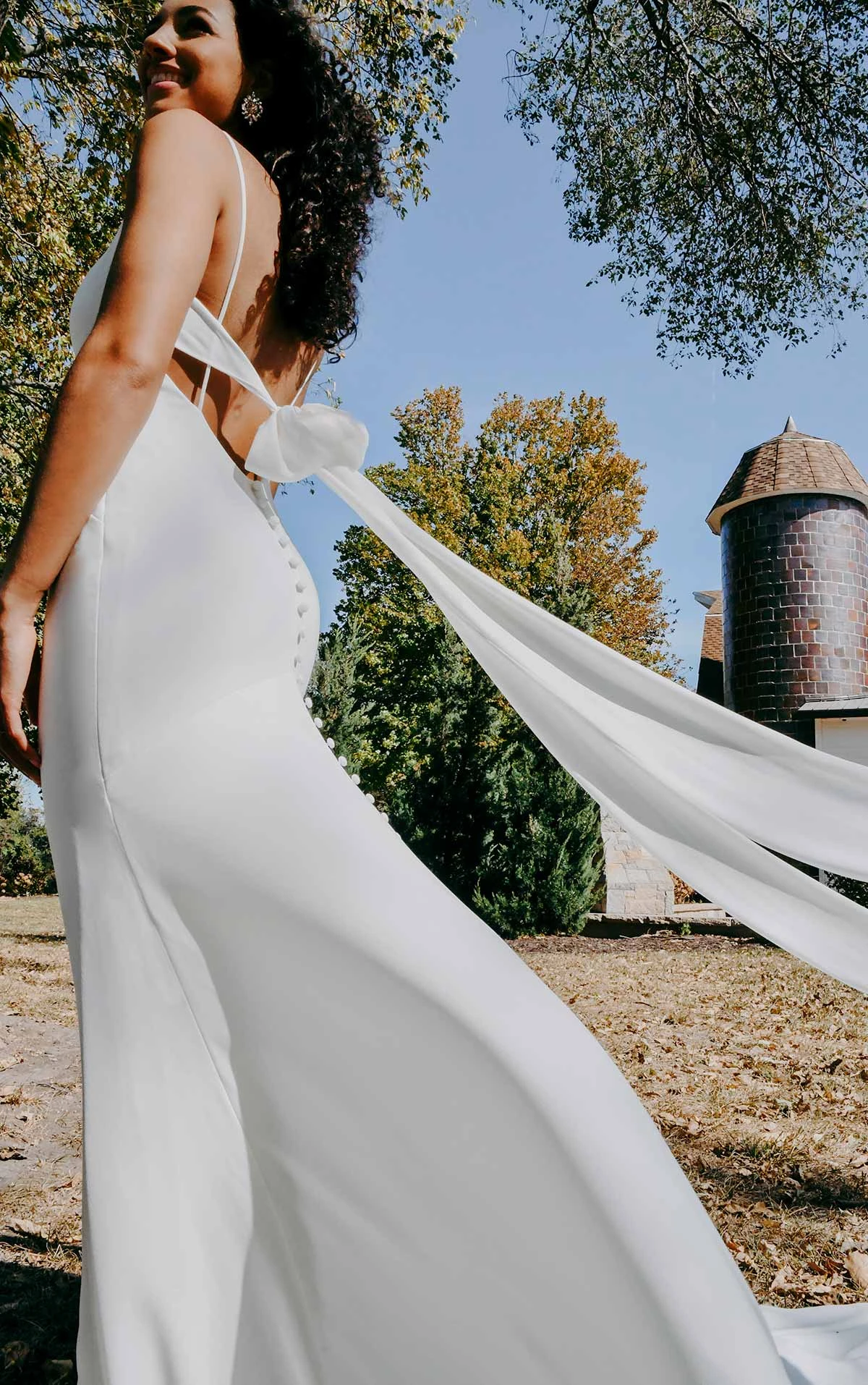 7290 Clean and Simple Sheath Wedding Dress with Tie Detail  by Stella York