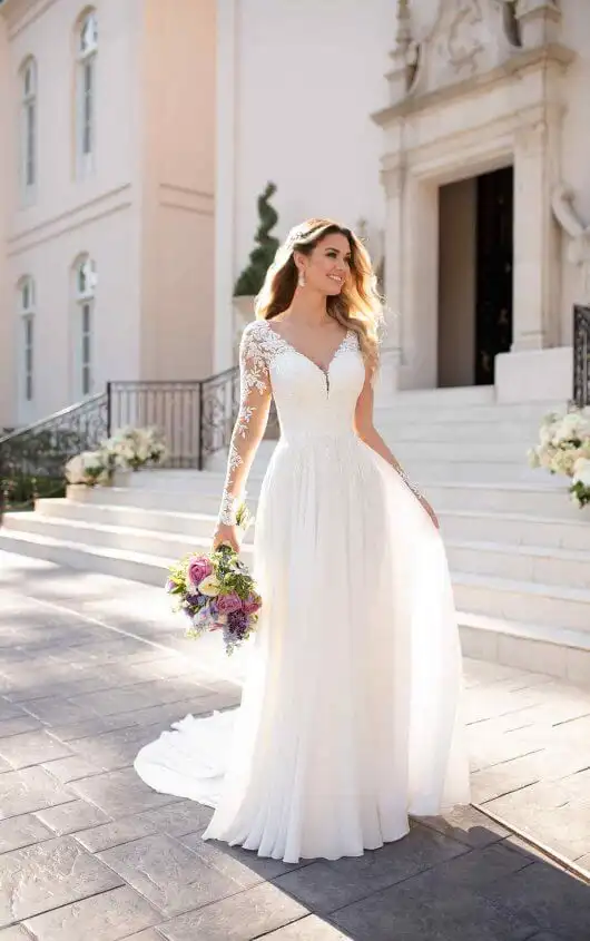 Casual Long-Sleeved Wedding Dress, 6843, by Stella York