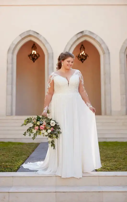 Long-Sleeved Casual Plus-Size Wedding Dress, 6843+, by Stella York