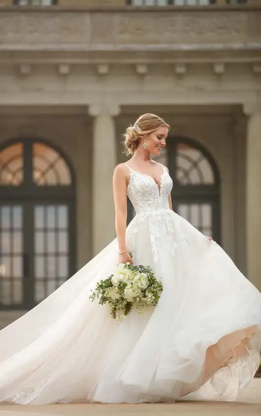 Extravagant Lace Ballgown with Floral Detailing, 6993, by Stella York