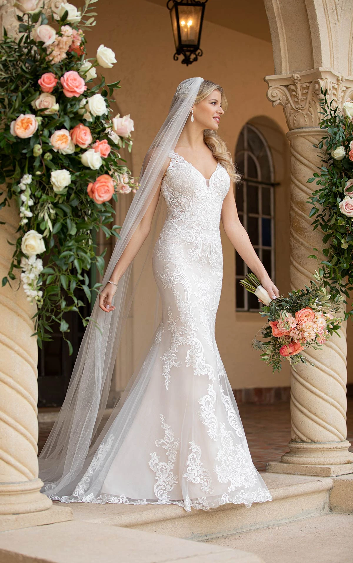 7100 Lace and Tulle Fit-and-Flare Wedding Gown  by Stella York