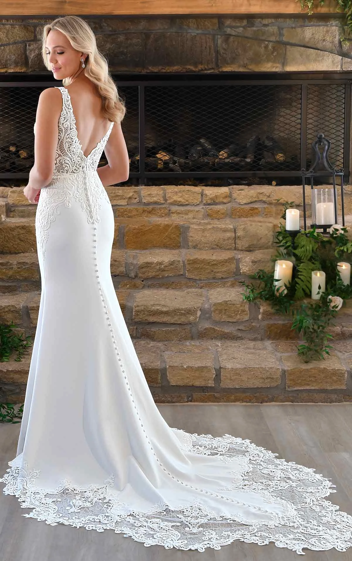 7478 Lace Long-Sleeve Wedding Dress with Simple Skirt  by Stella York