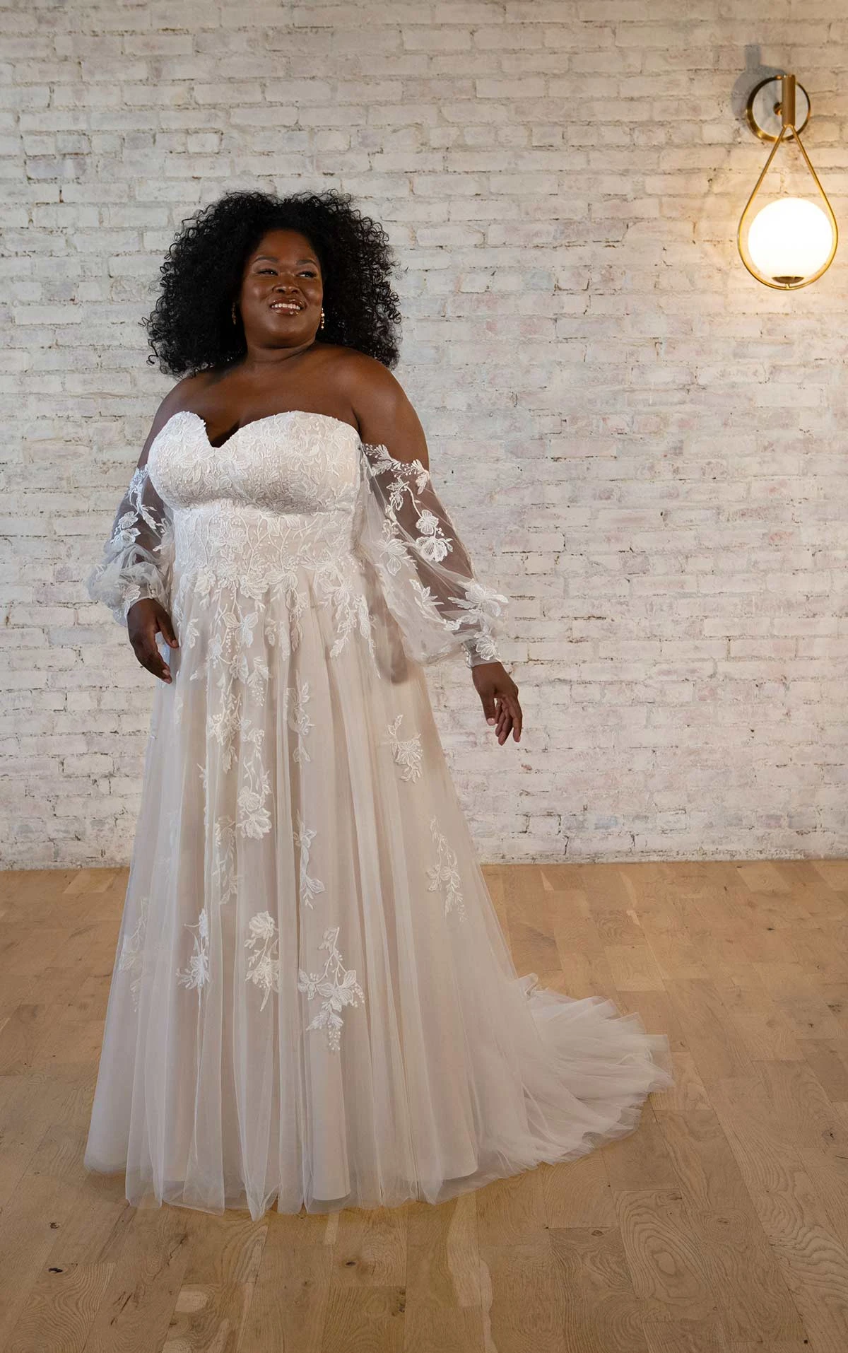 7521+ Boho Plus Size Wedding Dress with Off-the-Shoulder Sleeves  by Stella York