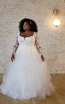 plus size ballgown wedding dress with lace long sleeves - 7529+ by Stella York