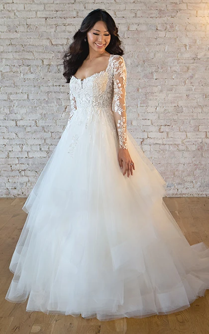 7529+ Glamorous Plus Size Fall Wedding Dress with Lace Long Sleeves  by Stella York