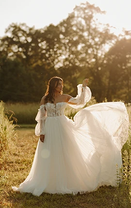 boho long sleeve a-line wedding dress - 7573 by Stella York