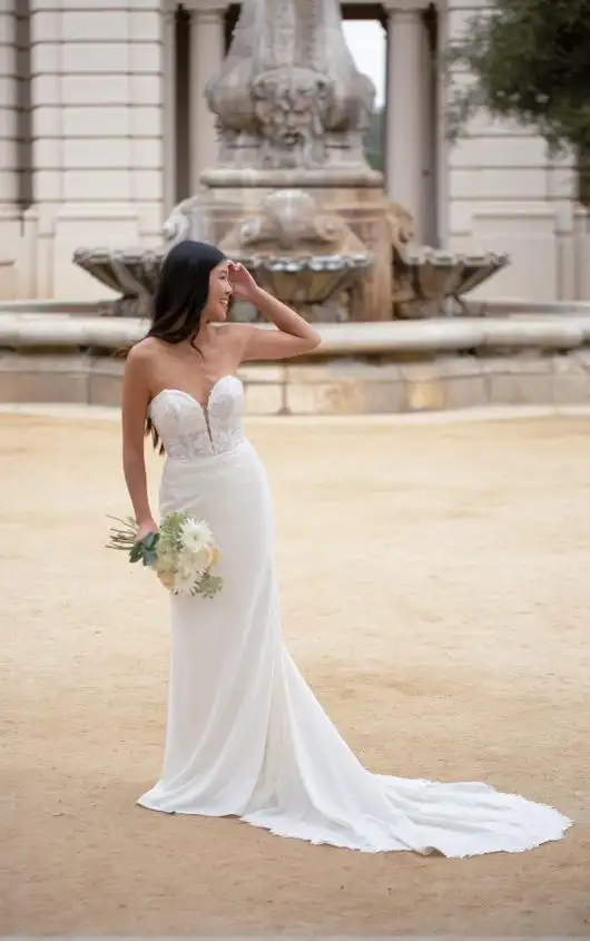Sexy Strapless Wedding Dress with Plunging Neckline, 7597, by Stella York