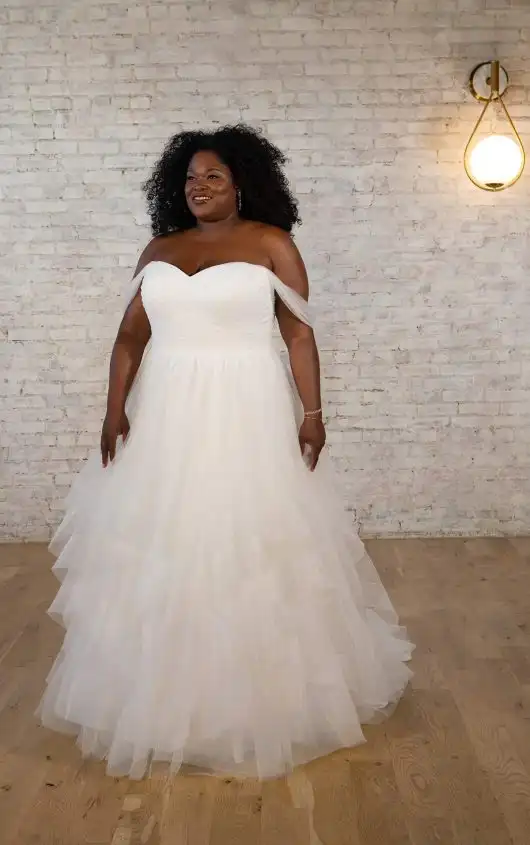 Modern Tulle Plus Size Ballgown Wedding Dress, 7600+, by Stella York