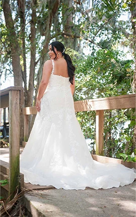 plus size lace fit and flare wedding dress with square back - 7636+ by Stella York