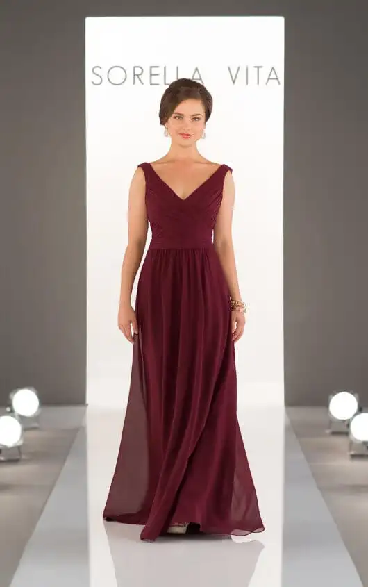 Classic Chiffon V-Neck Bridesmaid Dress, 8932, by Sorella Vita