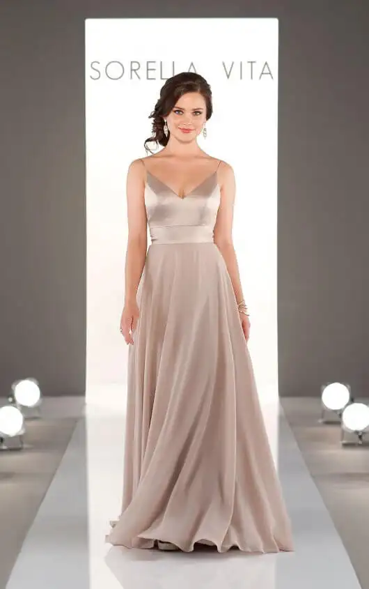 Mixed Fabric Bridesmaid Dress, 9088, by Sorella Vita