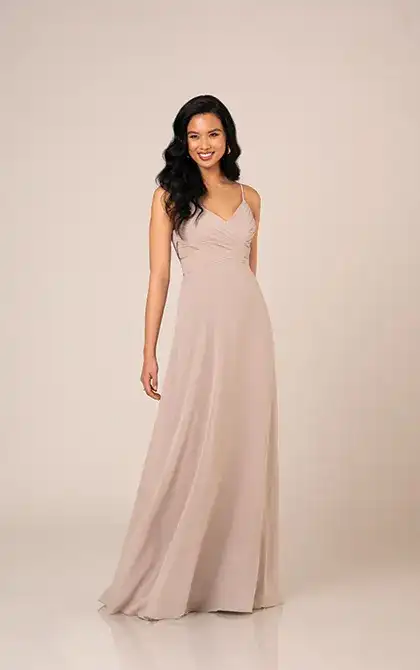 Classic V-Neckline Chiffon Bridesmaid Dress with Floor-Length Skirt, 9494, by Sorella Vita