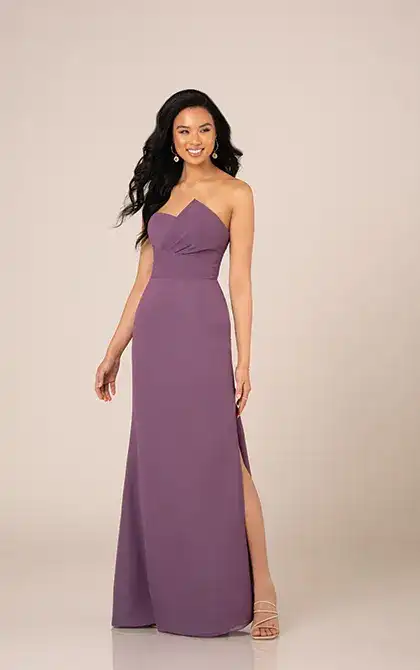 Sophisticated Strapless Chiffon Bridesmaid Dress with Notched Neckline, 9606, by Sorella Vita