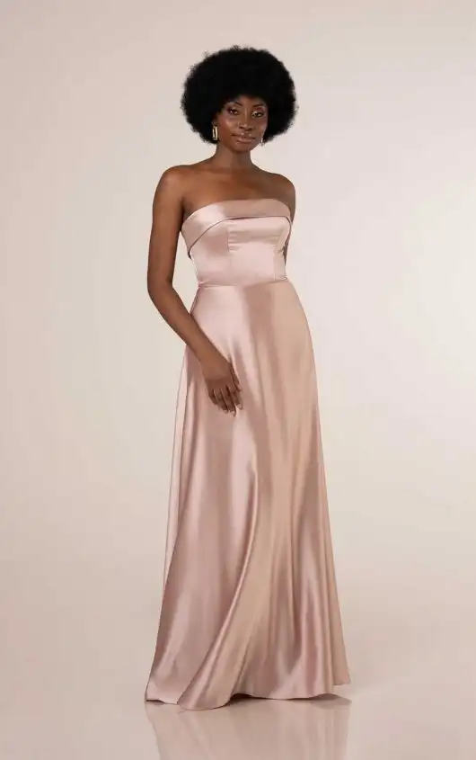 Charmeuse A-line Strapless Bridesmaid Gown, 9630, by Sorella Vita
