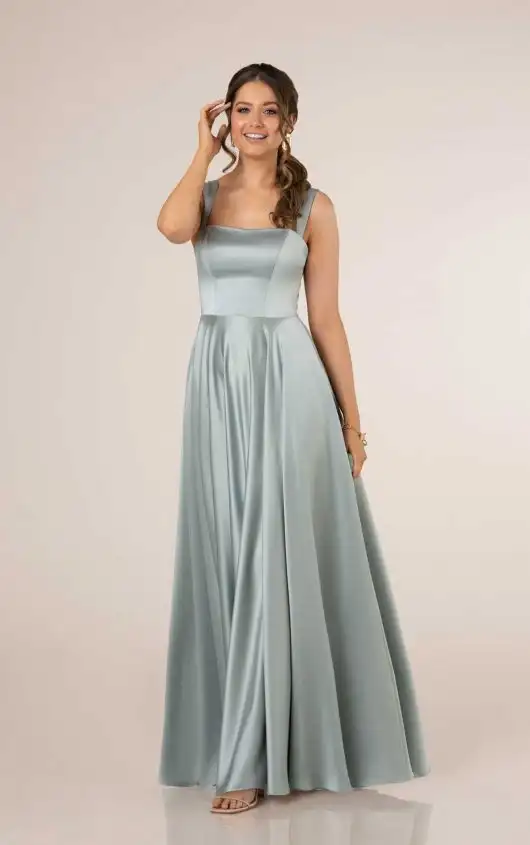 Charmeuse A-line Bridesmaid Gown with Thick Straps, 9720, by Sorella Vita