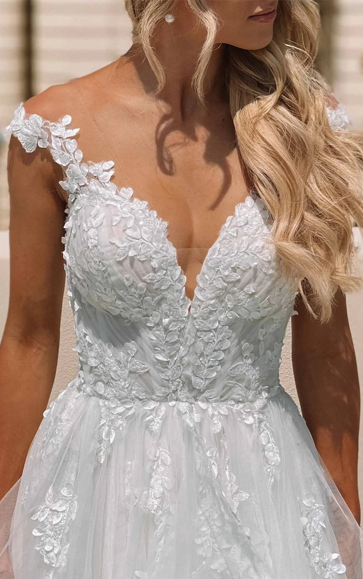 1400 Off-the-Shoulder Lace Sweetheart Ballgown  by Martina Liana