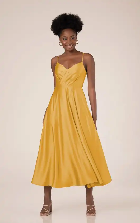 Glamorous V-Neckline Tea-Length Bridesmaid Dress, 9515, by Sorella Vita