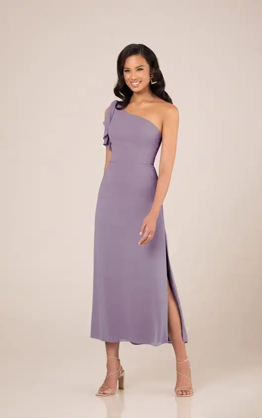 One-Shoulder Tea-Length Bridesmaid Dress, 9551, by Sorella Vita