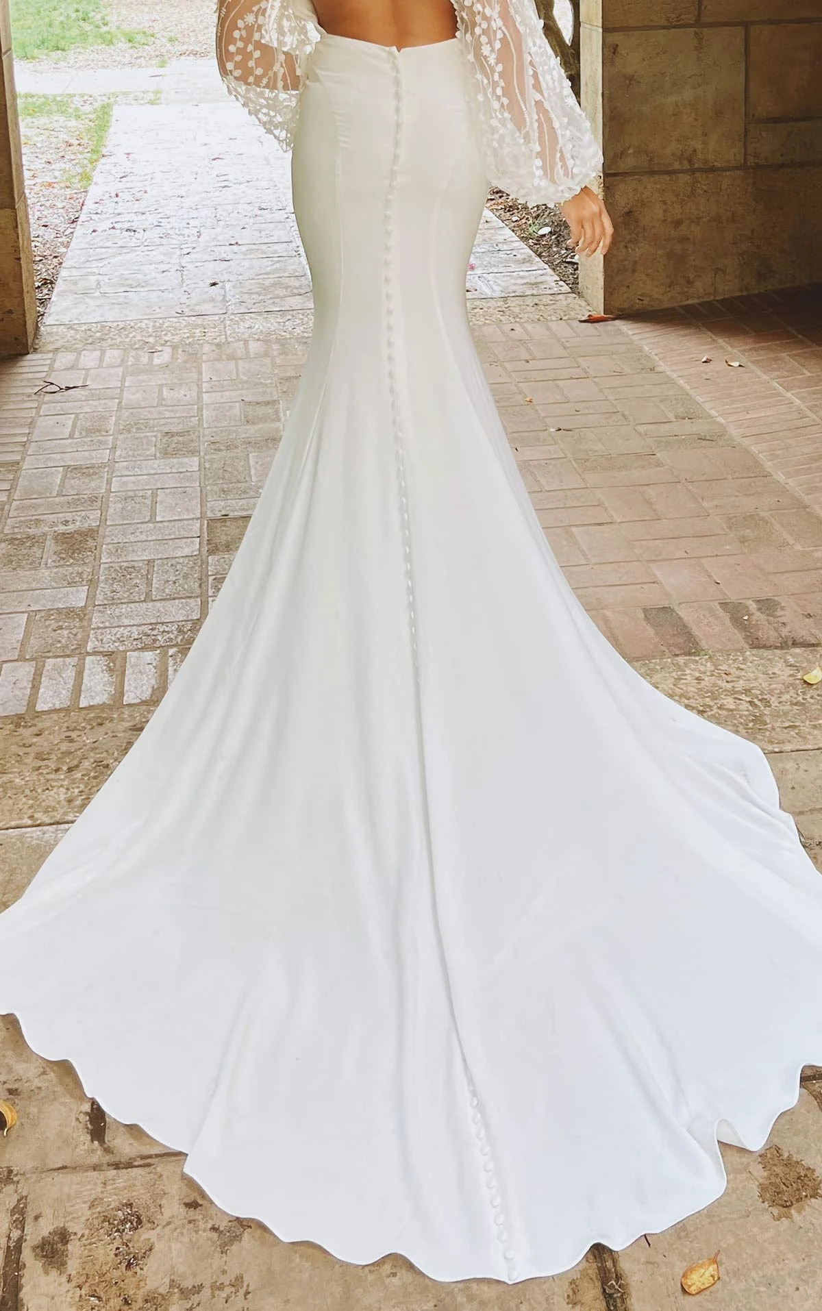 d3563 Modern Boho Wedding Dress with Long Sleeves  by Essense of Australia