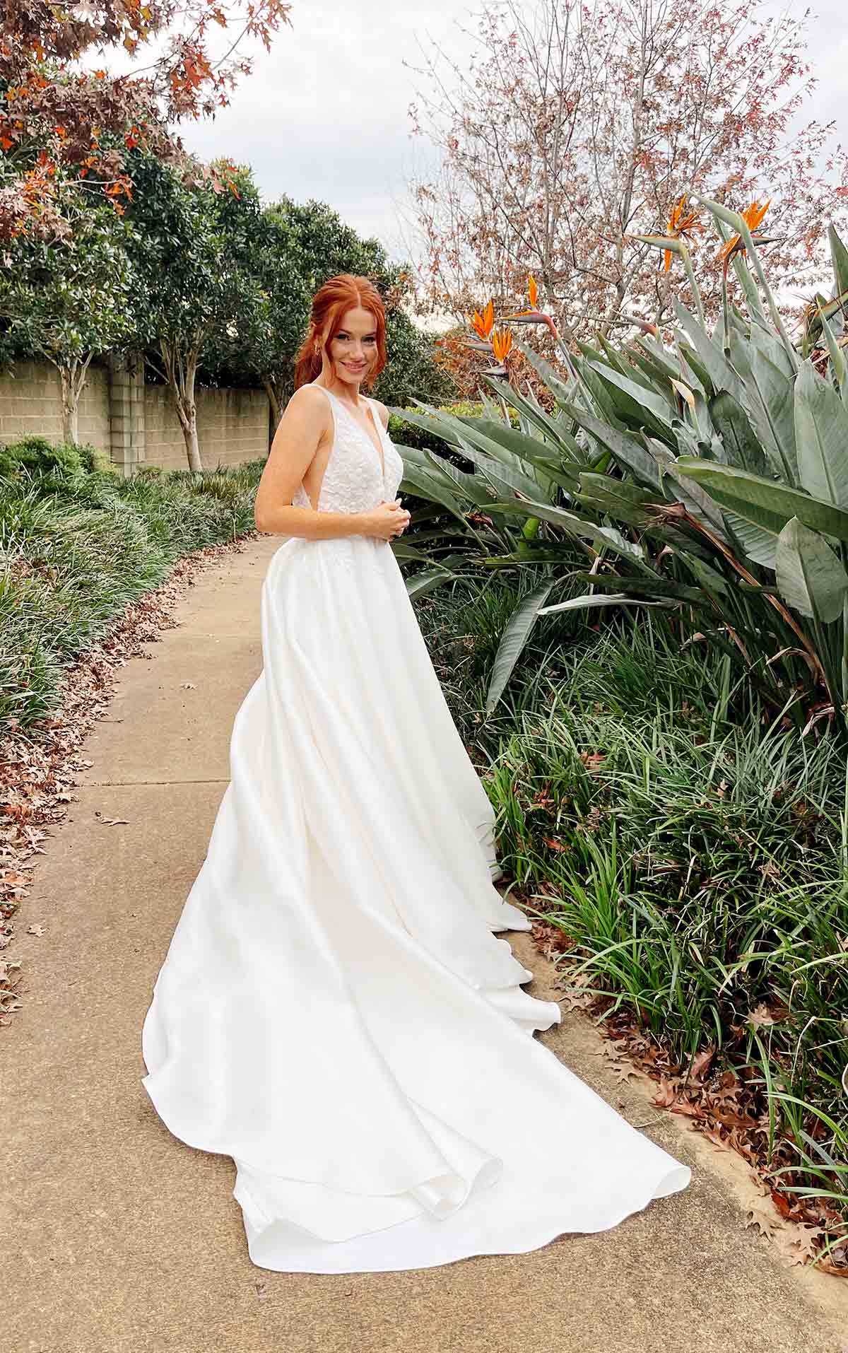d3640 Elegant A-Line Wedding Dress with Lace Bodice  by Essense of Australia
