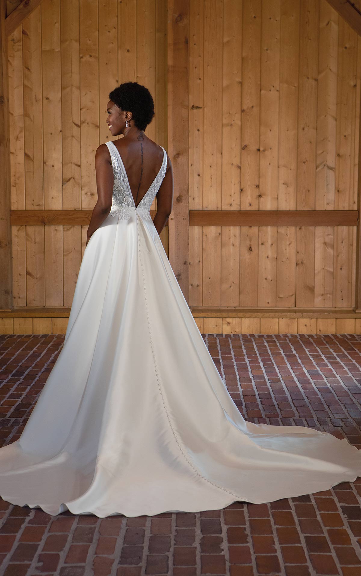 d3640 Elegant A-Line Wedding Dress with Lace Bodice  by Essense of Australia