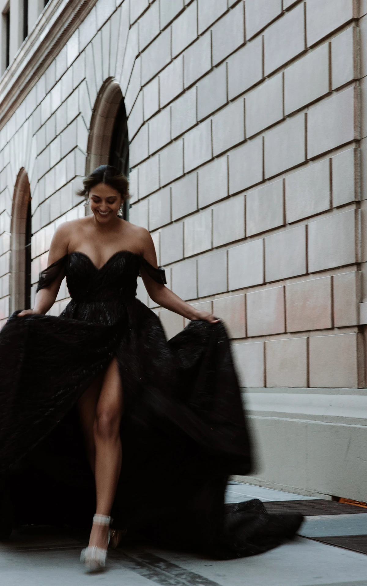 d3648blk Sophisticated Black A-Line Wedding Dress with Sequin Sparkle Graphic Lace   by Essense of Australia