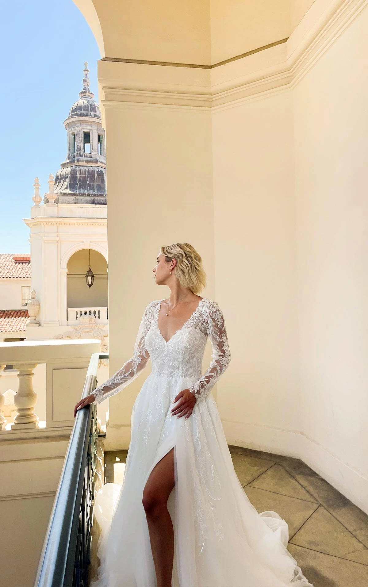 d3700 Sparkling Long Sleeve A-Line Wedding Dress  by Essense of Australia