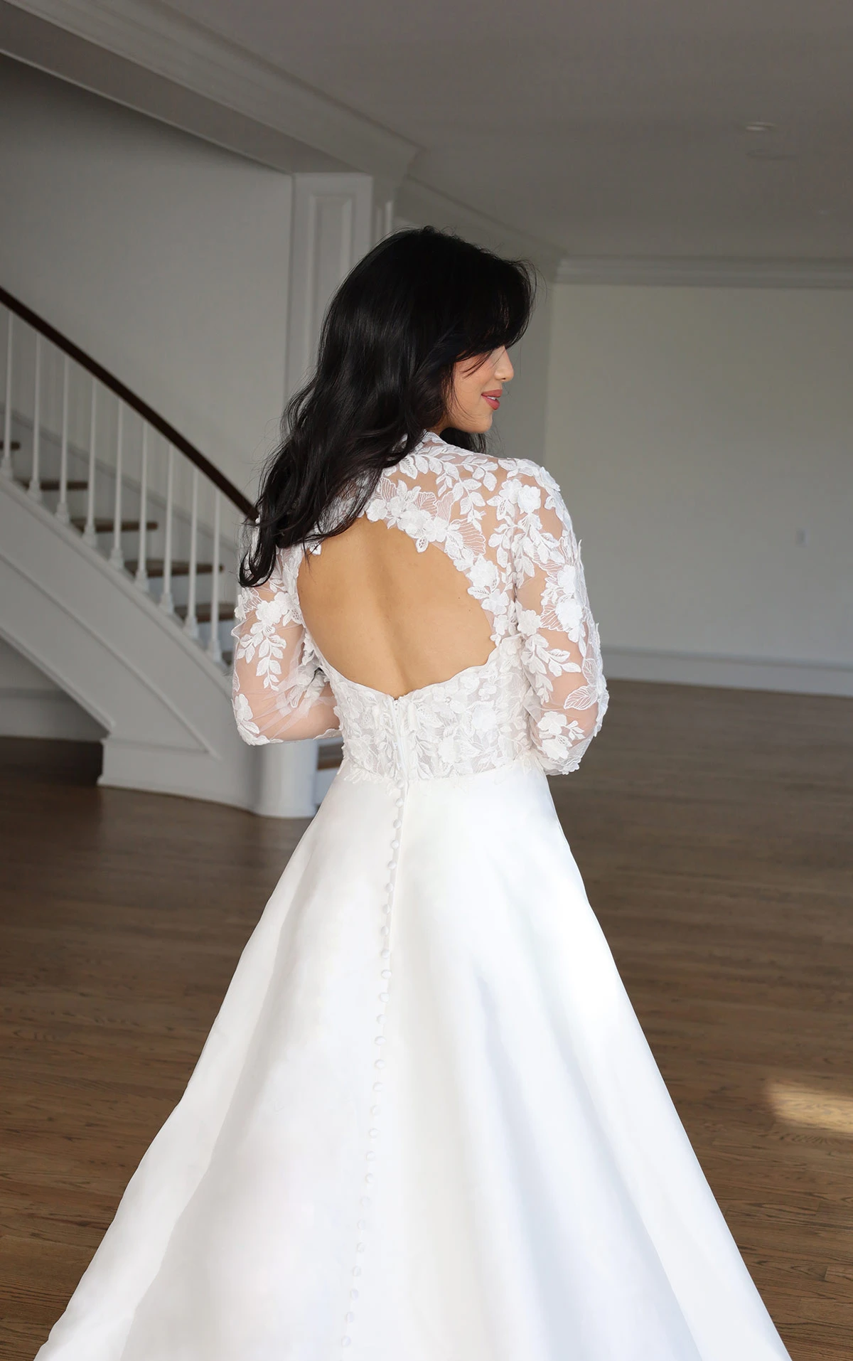 d3715 Lace Wedding Dress with High Neckline and Long Sleeves  by Essense of Australia