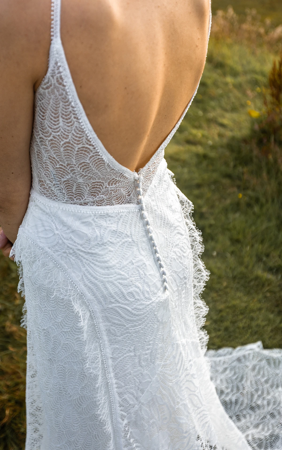 franki Sexy Spaghetti Strap Fit-and-Flare Boho Wedding Dress with Plunging V-Neckline  by All Who Wander