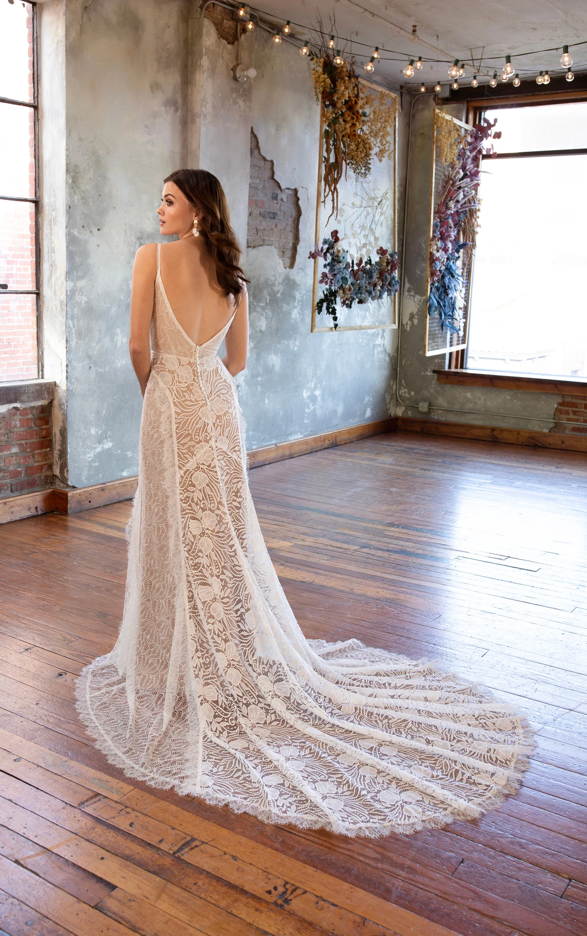 franki Sexy Spaghetti Strap Fit-and-Flare Boho Wedding Dress with Plunging V-Neckline  by All Who Wander