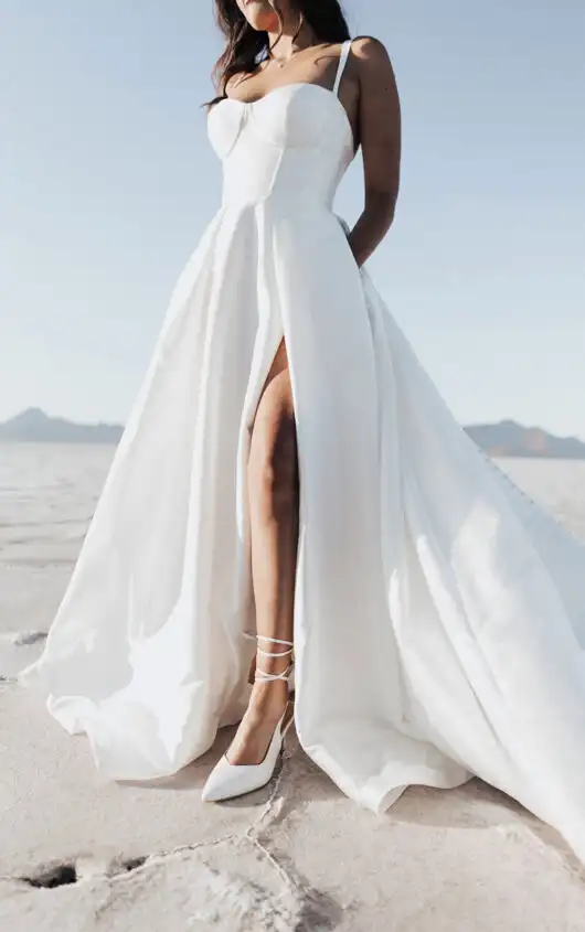 Modern Satin Ballgown Wedding Dress with Spaghetti Straps, LE1209, by Martina Liana Luxe