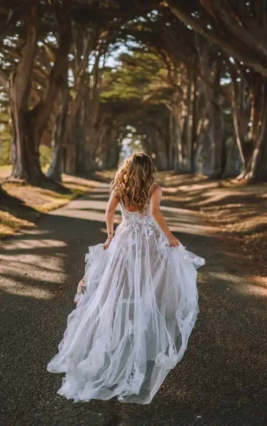 Bohemian Lace and Floral Wedding Dress, NORTH, by All Who Wander