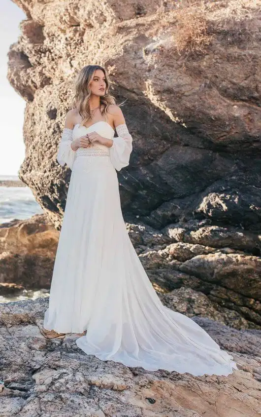 Boho Sweetheart Wedding Dress with Long Sleeves, REMI, by All Who Wander