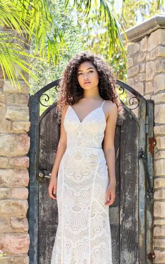 Simple Lace Boho Wedding Dress with Vintage Details, RYDER, by All Who Wander