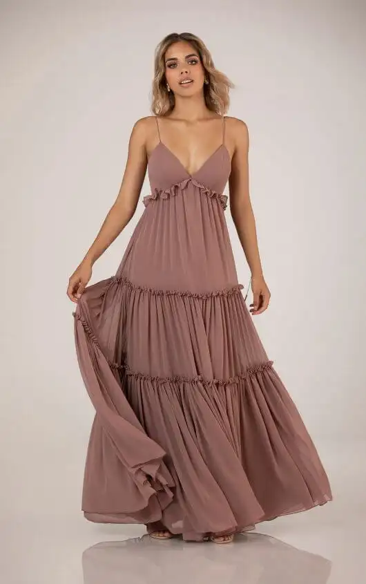Sleeveless Boho-Inspired Bridesmaid Dress with Strappy Back, 9508, by Sorella Vita